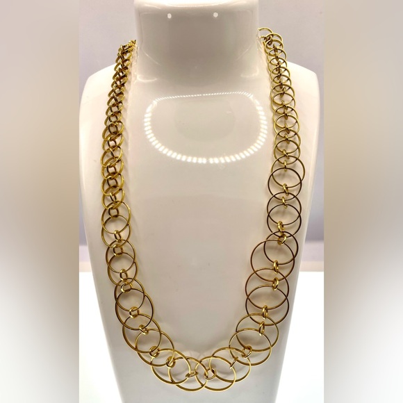 Vintage Unique Gold Tone Graduating Linked Ring Necklace Choker - Picture 5 of 9